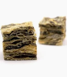 Two pieces of dried cod skin