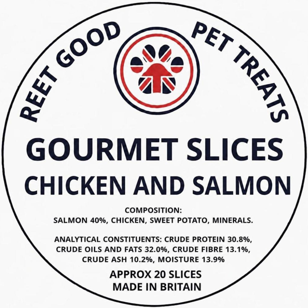 Gourmet Slices chicken and salmon 20 pack dog treats – Reet Good Pet Treats